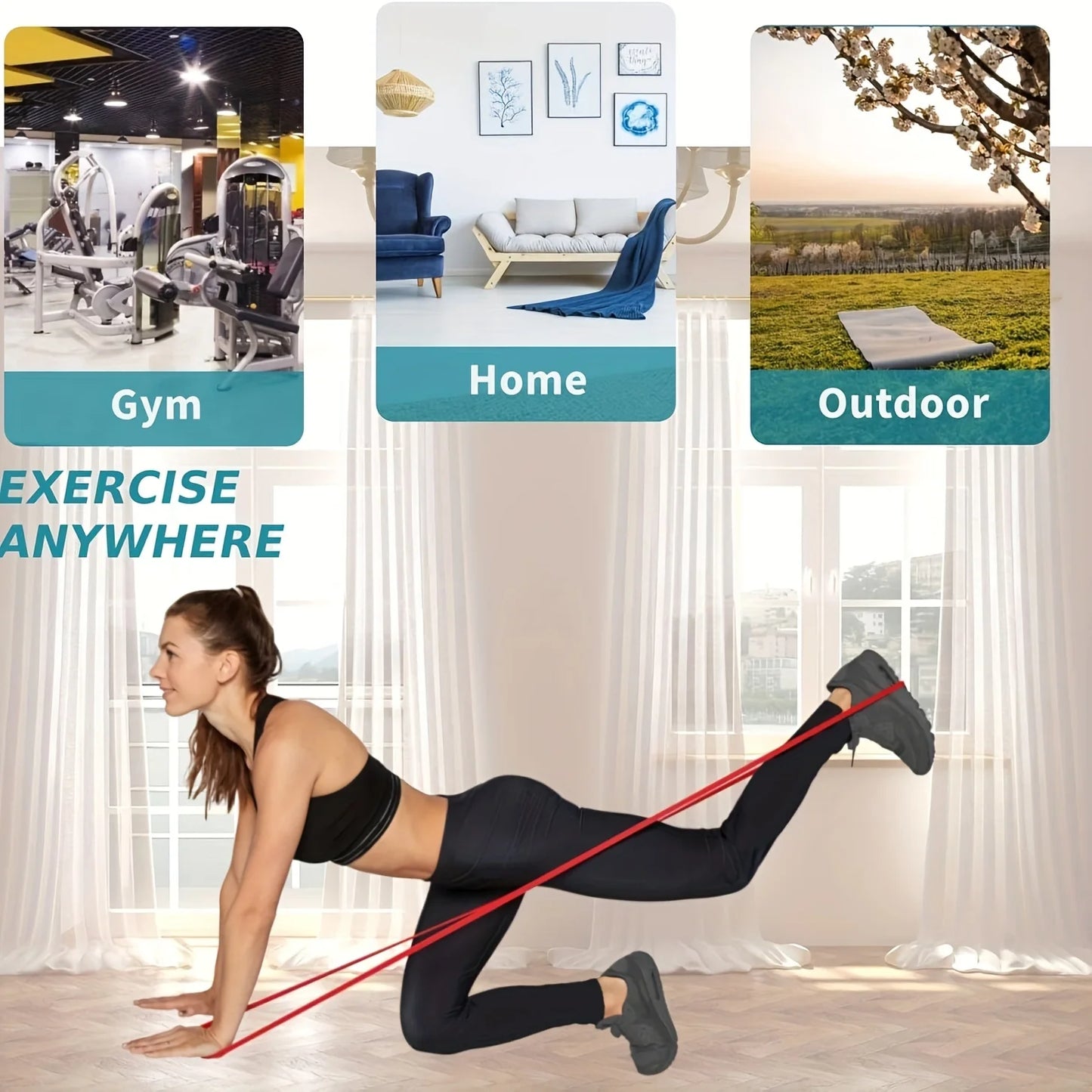 1pc Stackable Heavy Tension TPE Resistance Band Set - Anti-Snap for Home Gym Muscle Strength & Body Stretching  Yoga Gym
