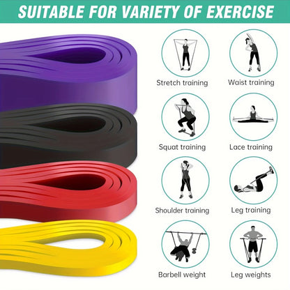 1pc Stackable Heavy Tension TPE Resistance Band Set - Anti-Snap for Home Gym Muscle Strength & Body Stretching  Yoga Gym